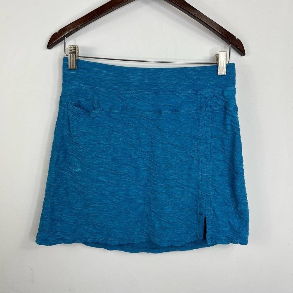 Toad&Co Size Small Organic Cotton Tencel Blue Textured Mini Skirt Active G6